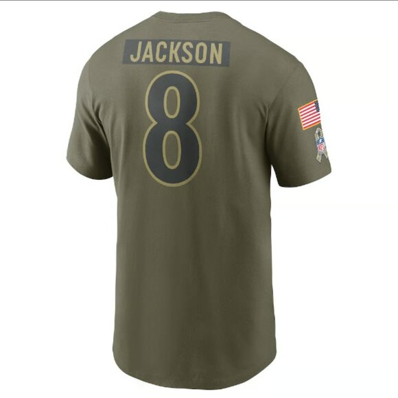 Nike Lamar Jackson Baltimore Ravens Salute to Service Name & Number T-Shirt, SM - Picture 2 of 11